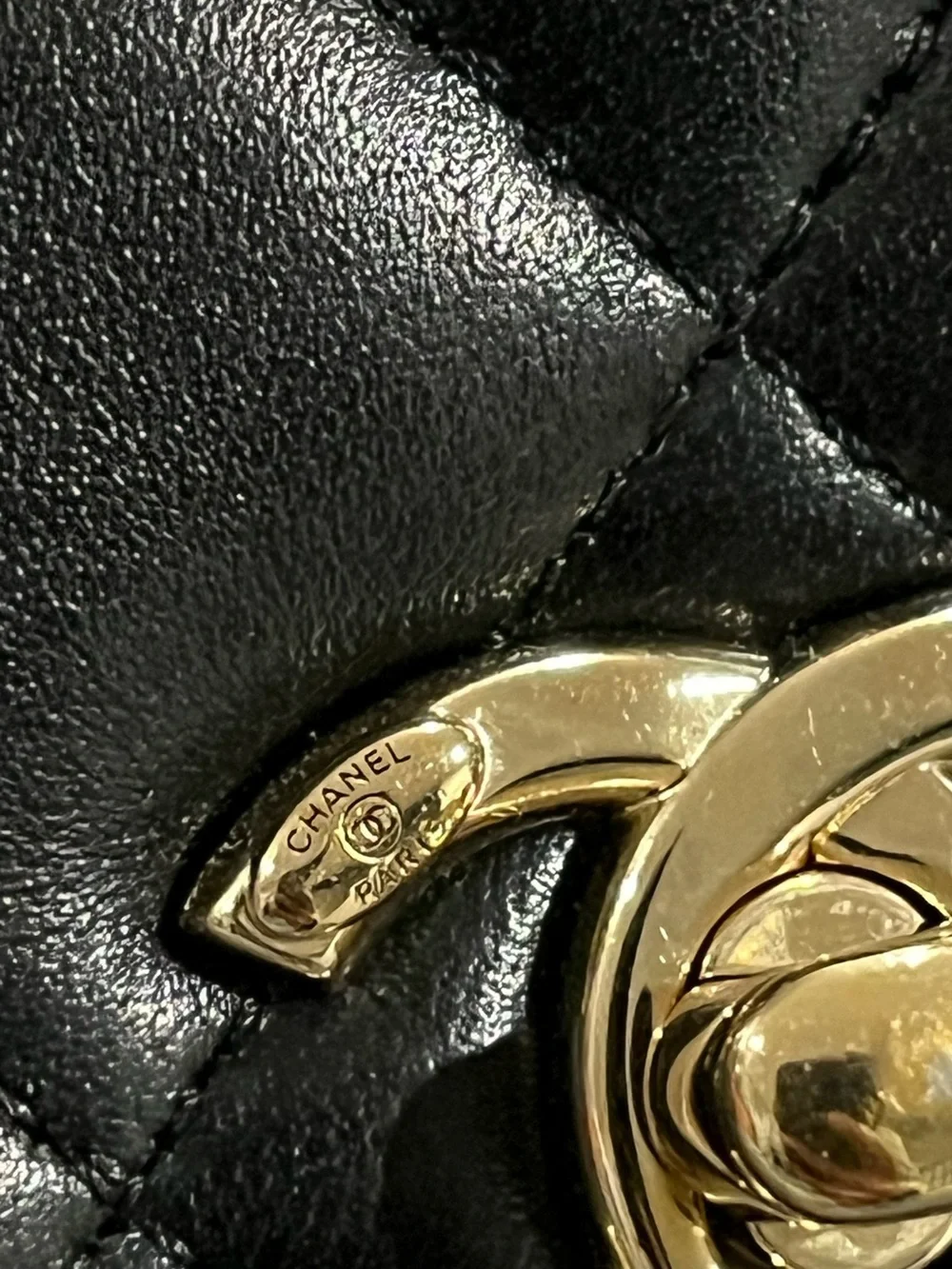 Authentic CHANEL Wallet On Chain with Light Gold Hardware